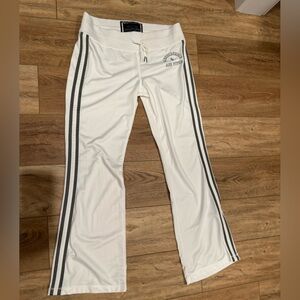 Y2K Abercrombie & Fitch White Yoga Pants with Stripes Women’s L